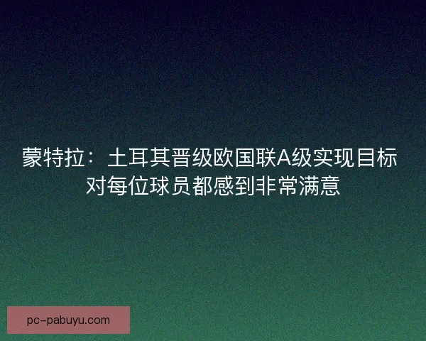 蒙特拉：土耳其晋级欧国联A级实现目标 对每位球员都感到非常满意