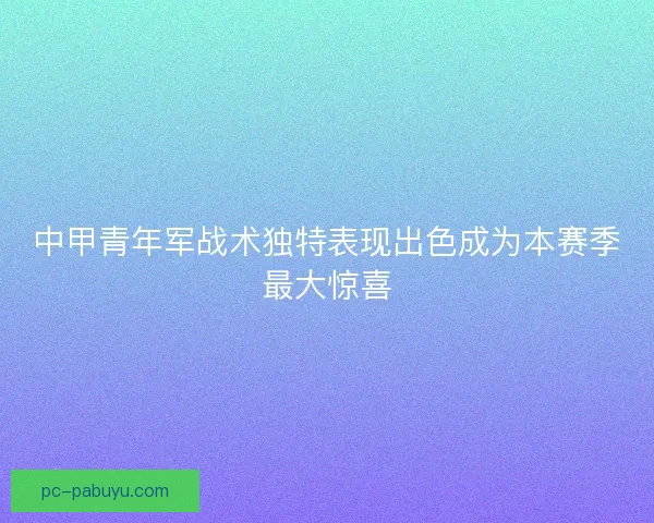 中甲青年军战术独特表现出色成为本赛季最大惊喜